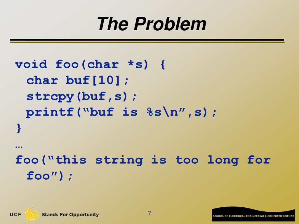 CAP6135: Malware And Software Vulnerability Analysis Buffer Overflow I ...